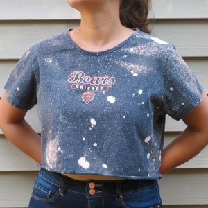 Chicago Bears NFL Custom Bleach Crop Top sz L